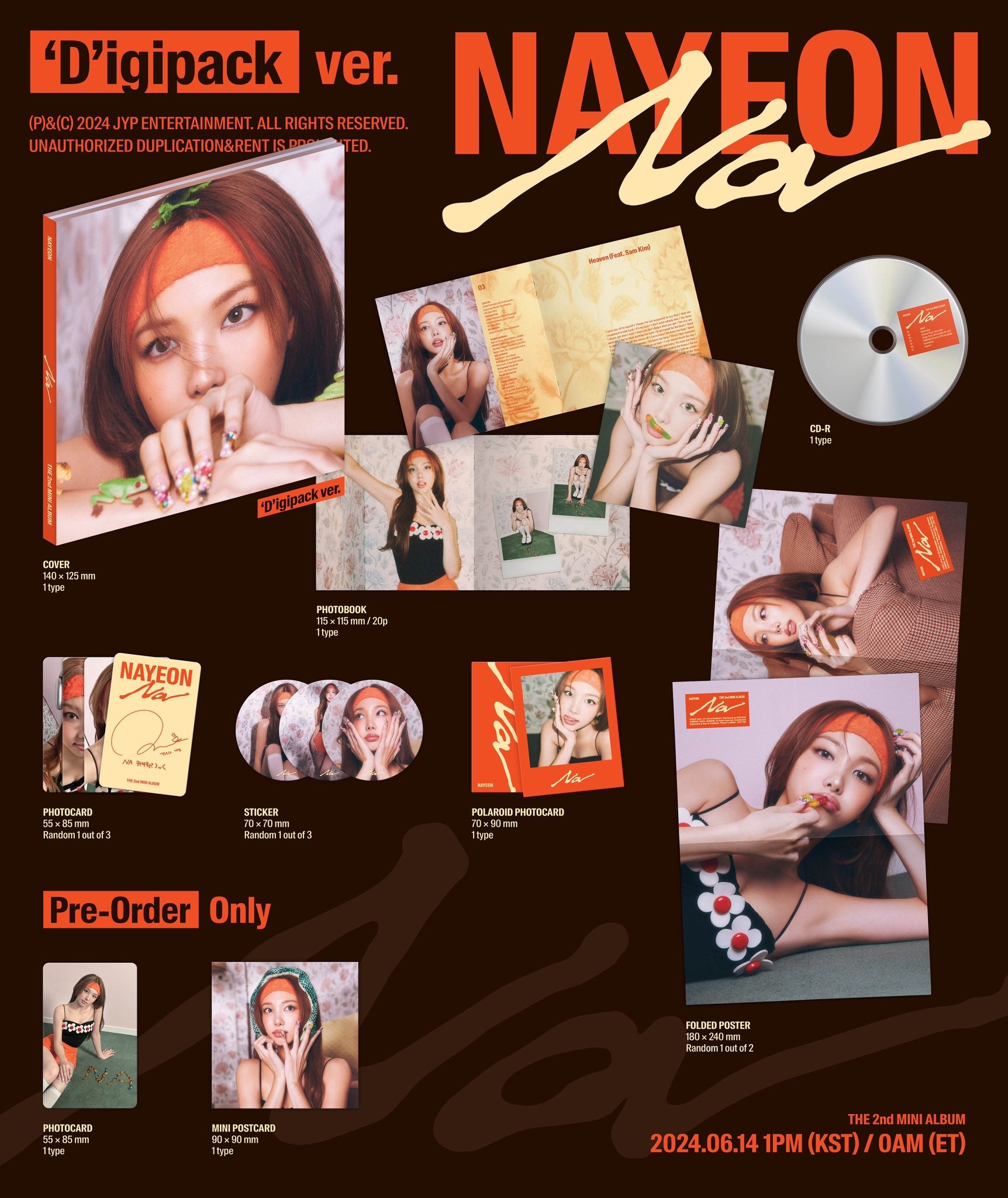 NAYEON (TWICE) - NA (THE 2ND MINI ALBUM) DIGIPACK VER. + Soundwave Photocard