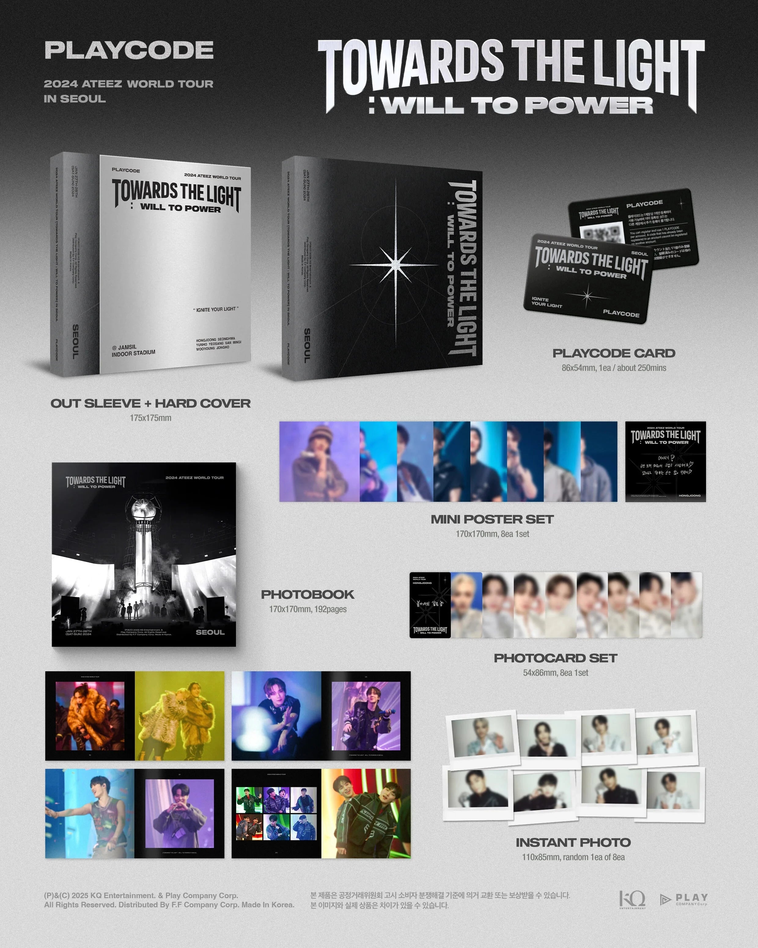 ATEEZ - 2024 WORLD TOUR 'TOWARDS THE LIGHT : WILL TO POWER' IN SEOUL (PLAYCODE) + YES24 Gift Nolae