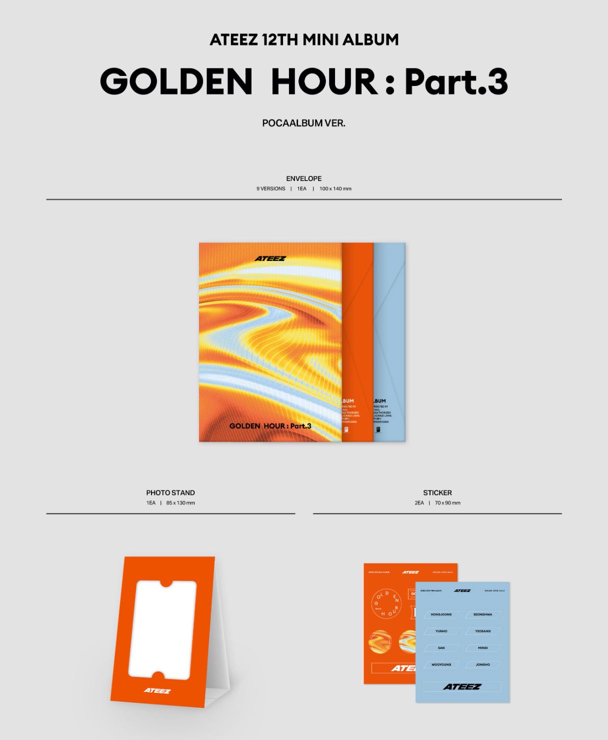 ATEEZ - GOLDEN HOUR : PART.3 (POCA ALBUM VER.) + Musicart Photocard Nolae