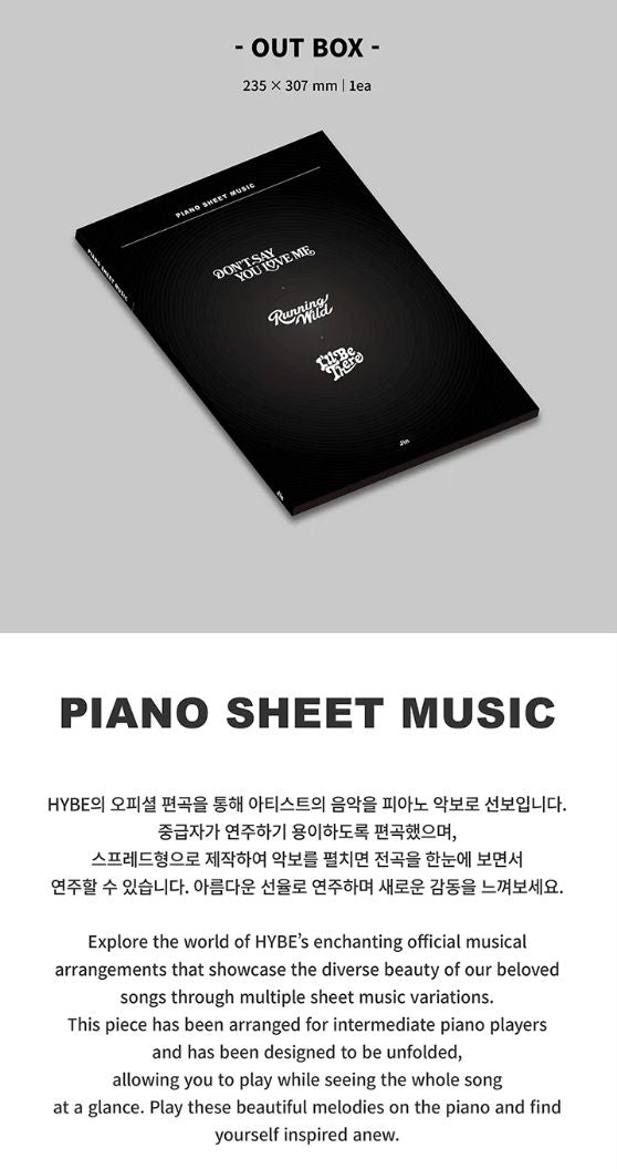 BTS - PIANO SHEET MUSIC : JIN (PACKAGE) Nolae