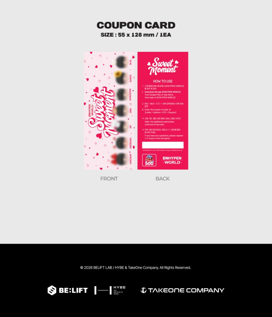 ENHYPEN ヒスン Sweet Moment SP QR トレカ ENHYPEN - WORLD COUPON CARD COLLECTION (SWEET MOMENT VER.)
