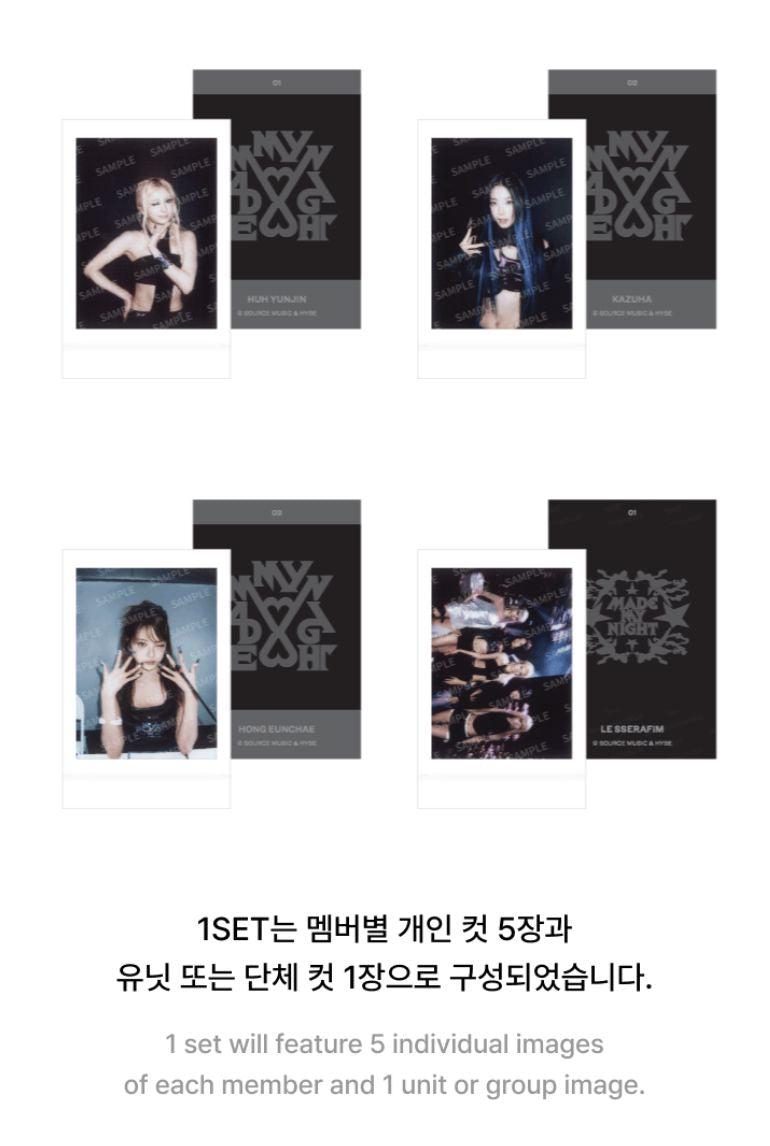 LE SSERAFIM - INSTANT PHOTO CARD (2ND SINGLE ALBUM 'MADE MY NIGHT' MD) Nolae