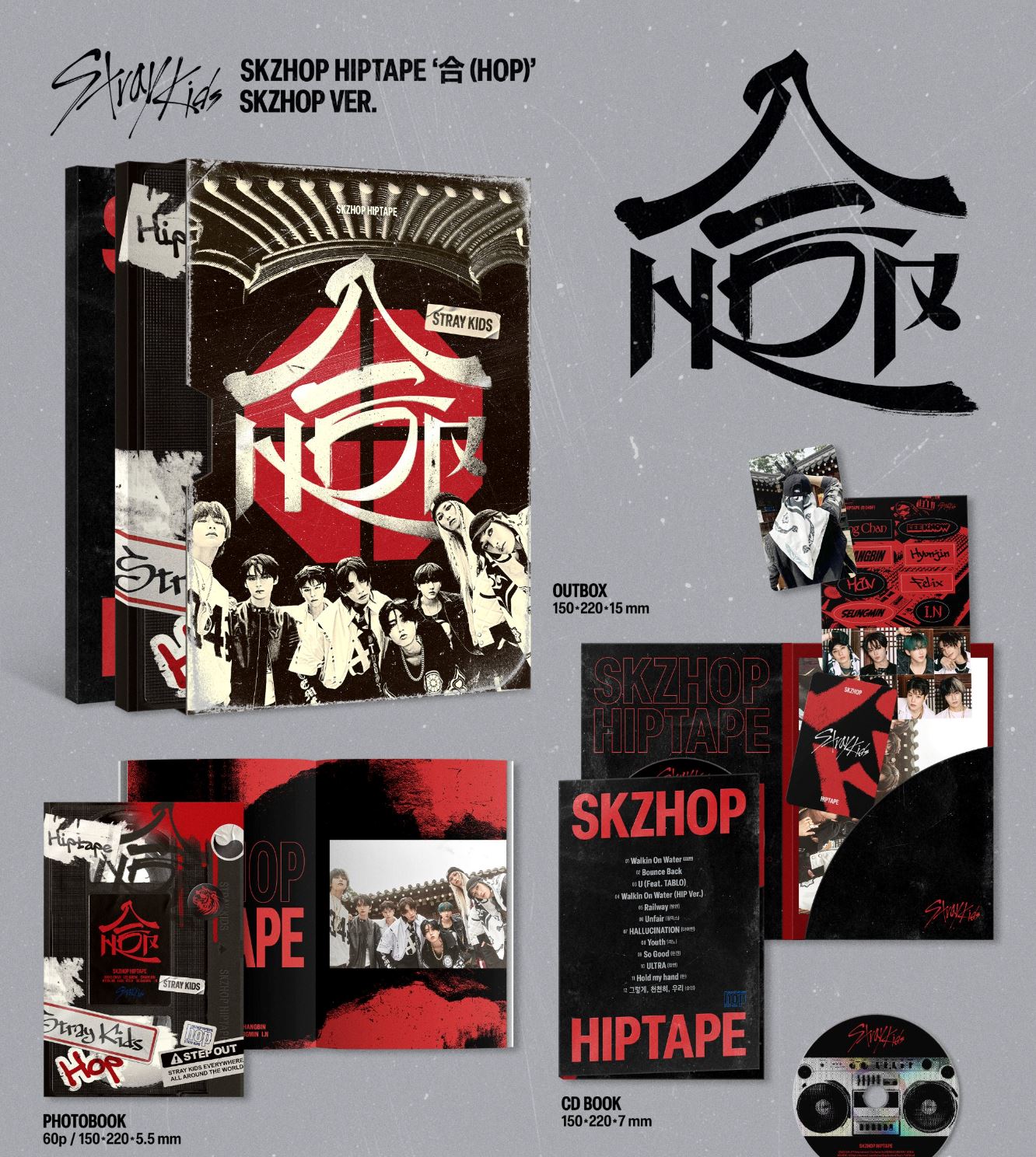 STRAY KIDS - SKZHOP HIPTAPE ‘合 (HOP)’ (SKZHOP VER.) + JYP SHOP Photocard Nolae