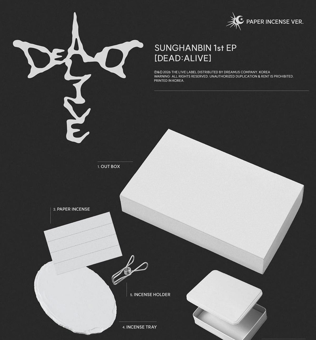 SUNG HANBIN (ZB1) - DEAD:ALIVE (PAPER INCENSE VER.) Nolae
