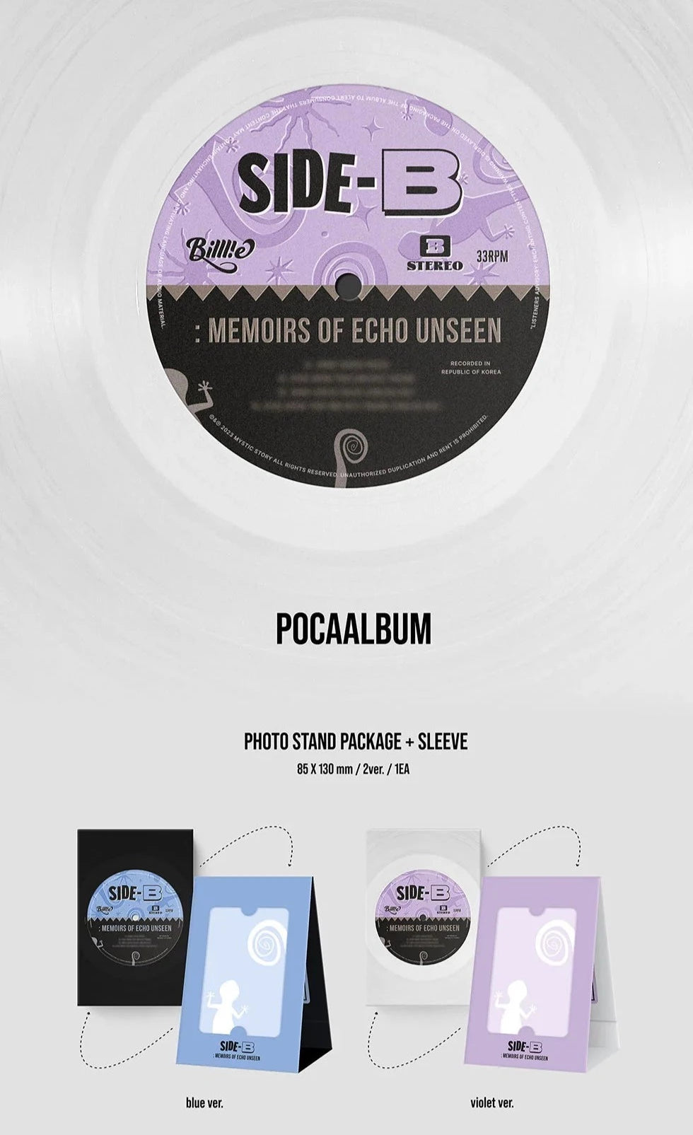 BILLLIE - SIDE-B : MEMOIRS OF ECHO UNSEEN (1ST SINGLE ALBUM) POCA ALBUM Nolae Kpop