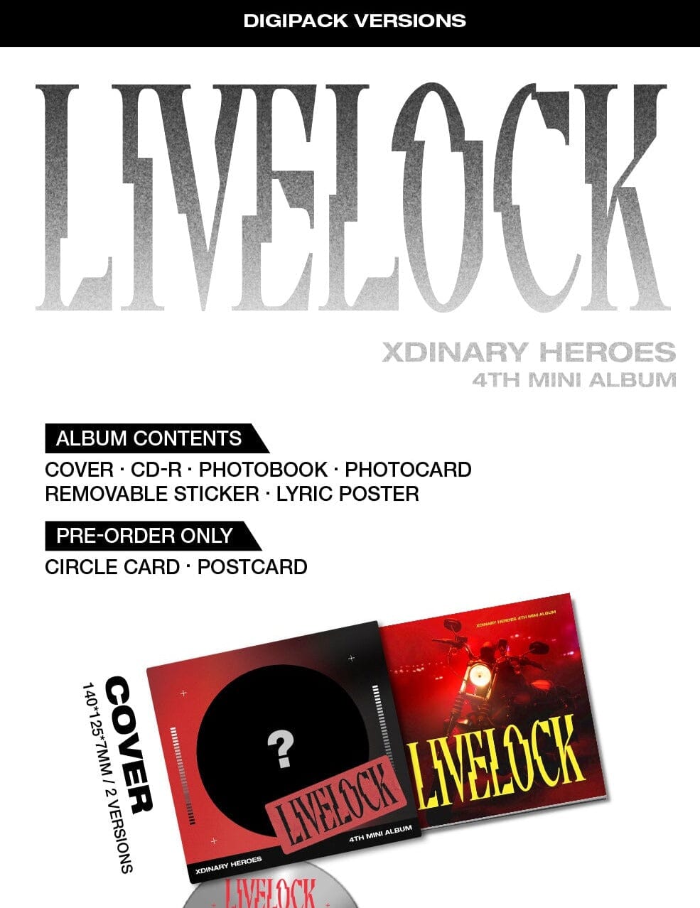 XDINARY HEROES – LIVELOCK (4TH MINI ALBUM) DIGIPACK VER. Nolae Kpop